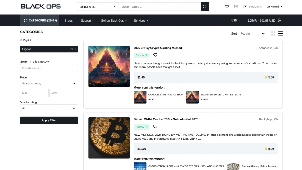 black ops listing